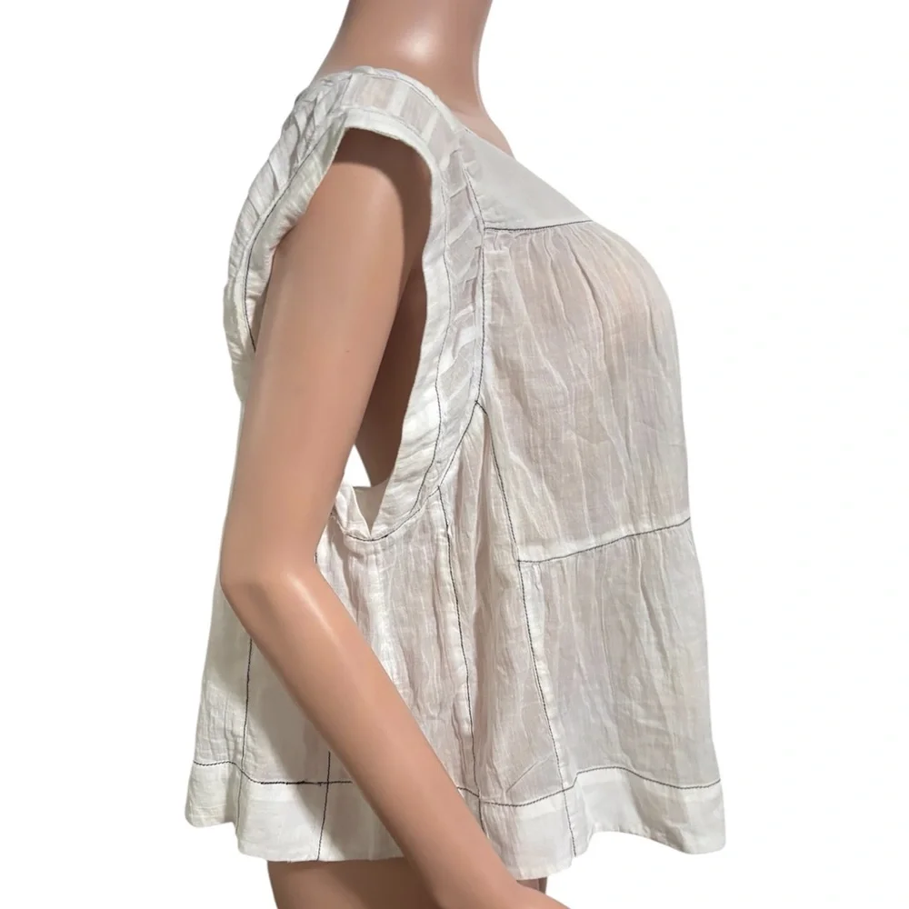 NWT ANTHROPOLOGIE Women’s Cap-Sleeve Babydoll Blouse - Picture 5 of 16